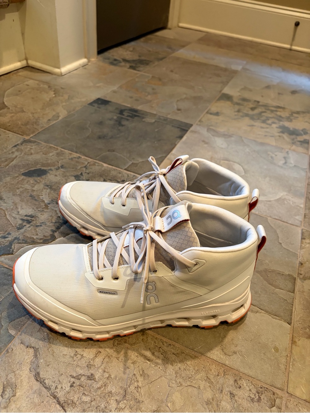 On Cloud Waterproof Mid-Top Sneakers in Off-White